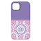 Pink, White & Purple Damask iPhone 14 Pro Max Tough Case - Back