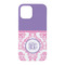 Pink, White & Purple Damask iPhone 15 Case - Back