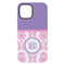 Pink, White & Purple Damask iPhone 15 Plus Tough Case - Back