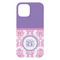 Pink, White & Purple Damask iPhone 15 Pro Max Case - Back