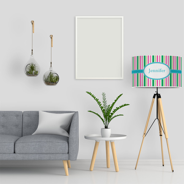 Grosgrain Stripe 12" Drum Lampshade - LIFESTYLE