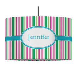 Grosgrain Stripe 12" Drum Pendant Lamp - Fabric (Personalized)