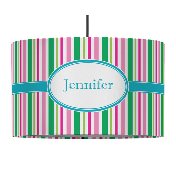 Grosgrain Stripe 12" Drum Lampshade - PENDANT (Fabric)