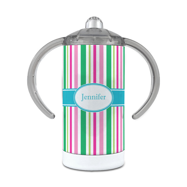 Custom Grosgrain Stripe 12 oz Stainless Steel Sippy Cup (Personalized)