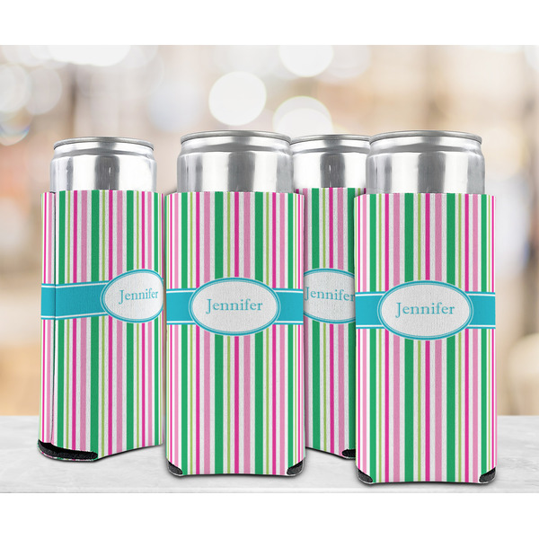 Grosgrain Stripe 12oz Tall Can Sleeve - Set of 4 - LIFESTYLE
