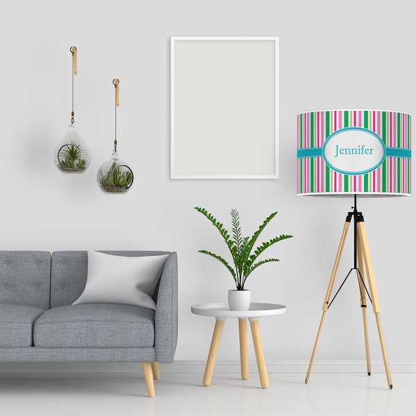 Grosgrain Stripe 16" Drum Lampshade - LIFESTYLE