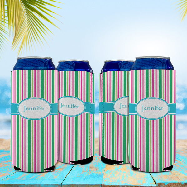 Grosgrain Stripe 16oz Can Sleeve - Set of 4 - LIFESTYLE