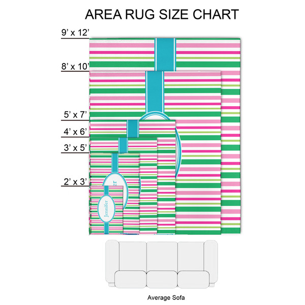 Grosgrain Stripe 2'x3' Indoor Area Rugs - Size Chart