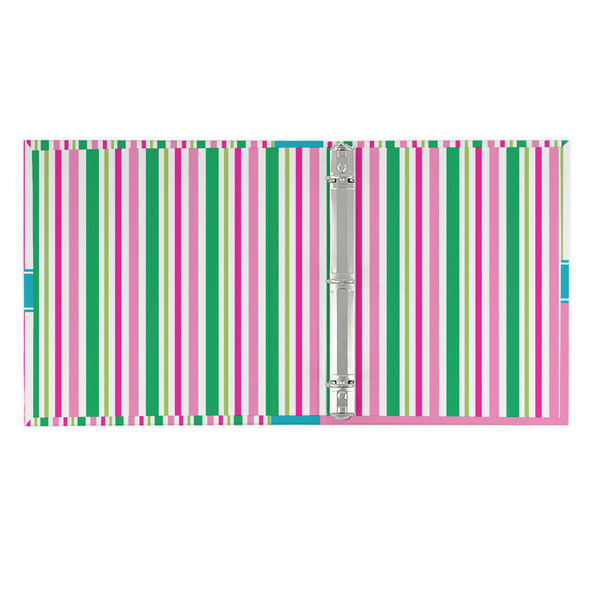 Grosgrain Stripe 3 Ring Binders - Full Wrap - 1" - OPEN INSIDE