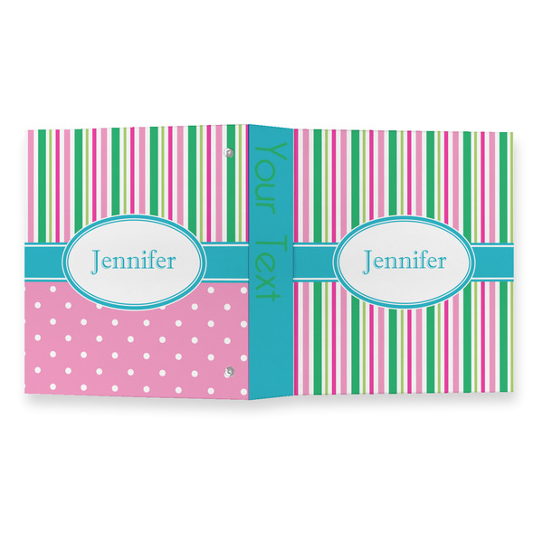 Grosgrain Stripe 3 Ring Binders - Full Wrap - 1" - OPEN OUTSIDE