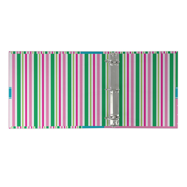 Grosgrain Stripe 3 Ring Binders - Full Wrap - 2" - OPEN INSIDE