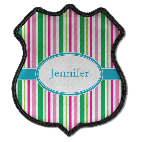 Custom Grosgrain Stripe Iron On Shield Patch C w/ Name or Text
