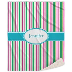 Grosgrain Stripe Sherpa Throw Blanket (Personalized)
