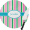 Grosgrain Stripe Round Glass Cutting Board - Small (Personalized)