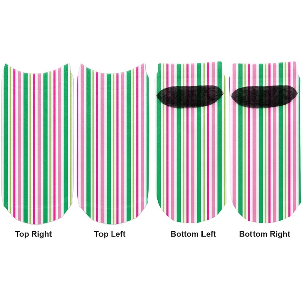 Grosgrain Stripe Adult Ankle Socks - Double Pair - Front and Back - Apvl
