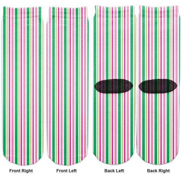 Grosgrain Stripe Adult Crew Socks - Double Pair - Front and Back - Apvl