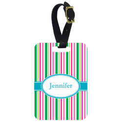 Grosgrain Stripe Metal Luggage Tag w/ Name or Text