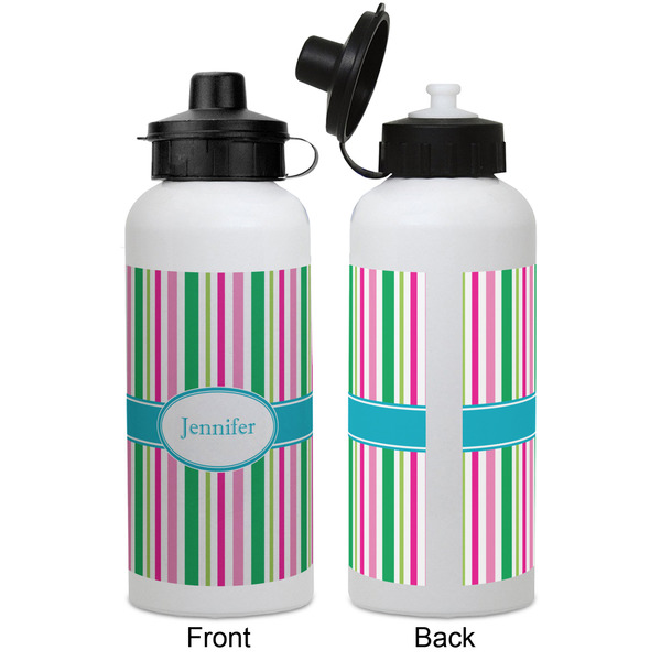 Grosgrain Stripe Aluminum Water Bottle - White APPROVAL