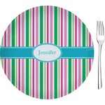 Grosgrain Stripe 8" Glass Appetizer / Dessert Plates - Single or Set (Personalized)