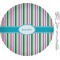 Grosgrain Stripe 8" Glass Appetizer / Dessert Plates - Single or Set (Personalized)