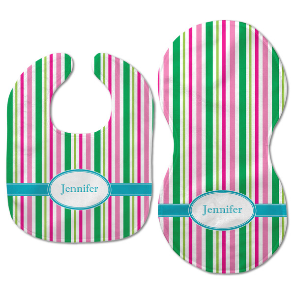 Grosgrain Stripe Baby Bib & Burp Set - Approval (new bib & burp)