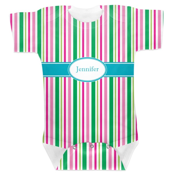 Custom Grosgrain Stripe Baby Bodysuit 6-12 (Personalized)