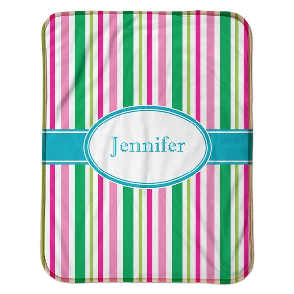 Grosgrain Stripe Baby Sherpa Blanket - Flat