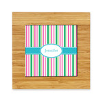 Grosgrain Stripe Bamboo Trivet with Ceramic Tile Insert (Personalized)