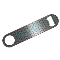 Grosgrain Stripe Bar Bottle Opener - Silver w/ Name or Text