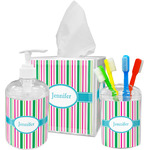 Grosgrain Stripe Acrylic Bathroom Accessories Set w/ Name or Text