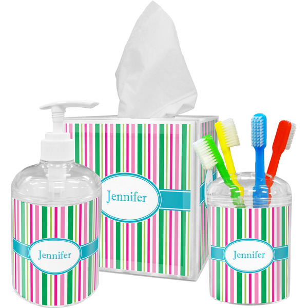 Grosgrain Stripe Bathroom Accessories Set (Personalized)