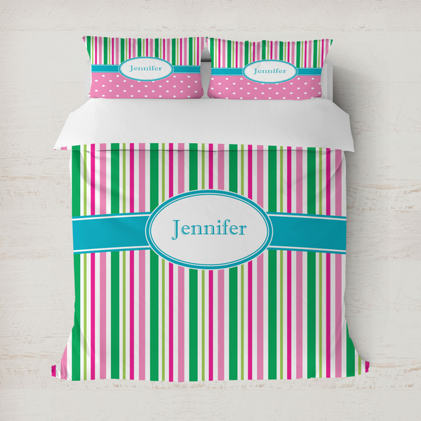 Custom Grosgrain Stripe Duvet Cover (Personalized)