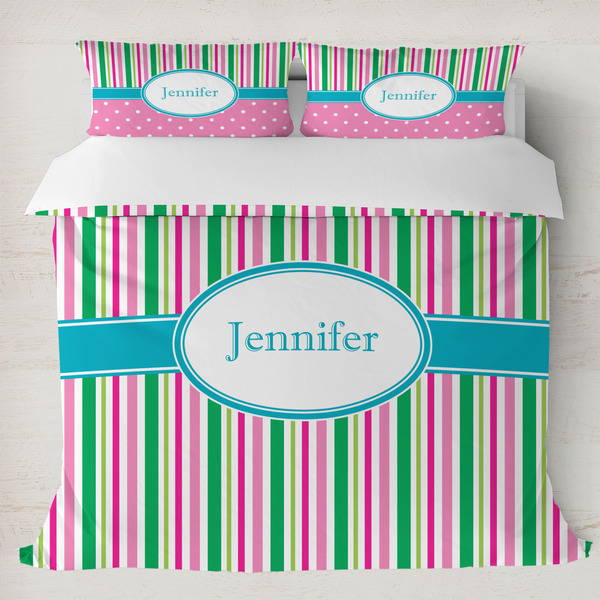 Custom Grosgrain Stripe Duvet Cover Set - King (Personalized)