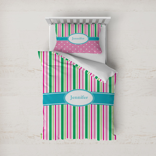 Custom Grosgrain Stripe Duvet Cover Set - Twin (Personalized)