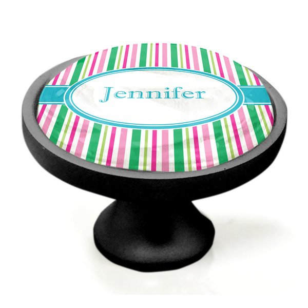 Grosgrain Stripe Black Custom Cabinet Knob (Side)