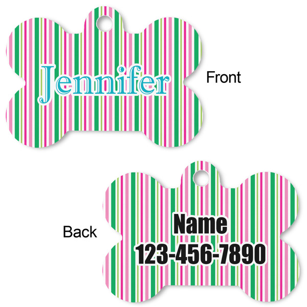 Grosgrain Stripe Bone Shaped Dog ID Tag - Large - Approval