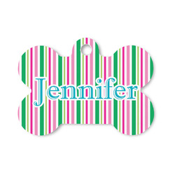 Grosgrain Stripe Bone Shaped Dog ID Tag - Small (Personalized)