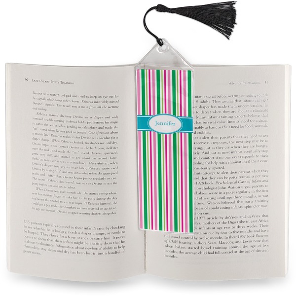 Grosgrain Stripe Bookmark with tassel - In book