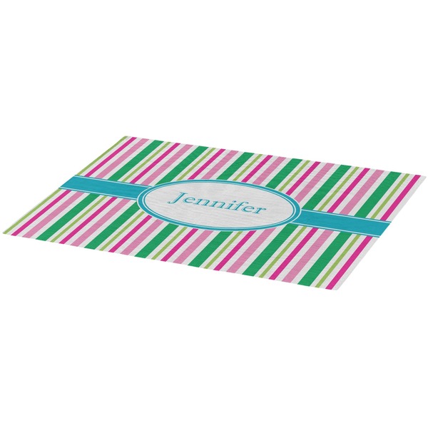 Grosgrain Stripe Burlap Placemat (Angle View)