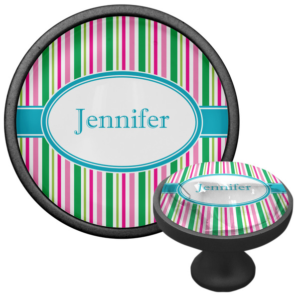 Grosgrain Stripe Cabinet Knob - Black - Multi Angle