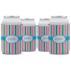 Grosgrain Stripe Can Cooler (12 oz) - Set of 4 w/ Name or Text