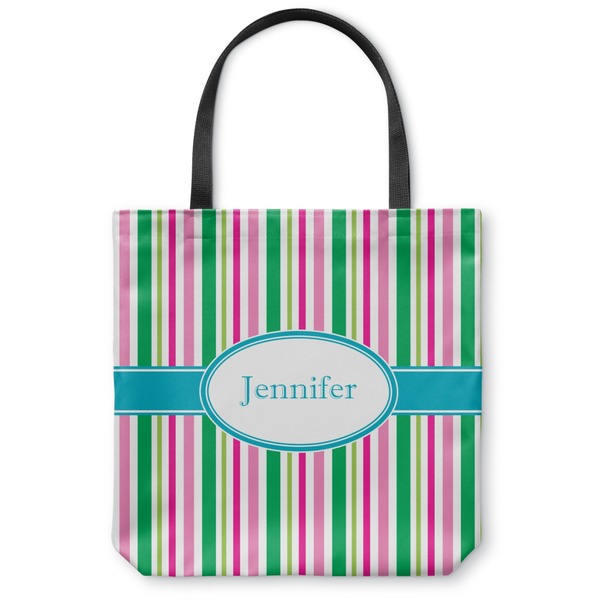 Custom Grosgrain Stripe Canvas Tote Bag (Personalized)