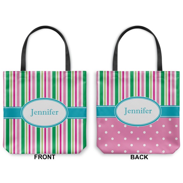 Grosgrain Stripe Canvas Tote - Front and Back