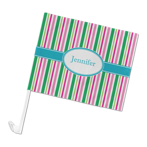 Custom Grosgrain Stripe Car Flag - Large (Personalized)