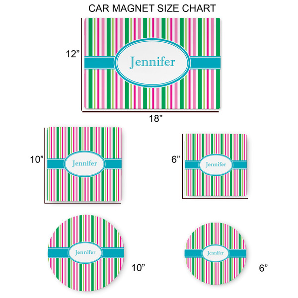 Grosgrain Stripe Car Magnets - SIZE CHART