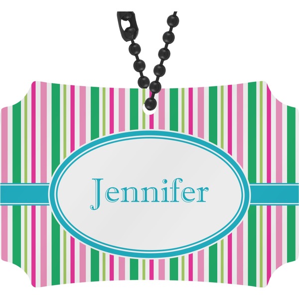 Custom Grosgrain Stripe Rear View Mirror Ornament (Personalized)