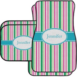 Grosgrain Stripe Car Floor Mats Set - 2 Front & 2 Back (Personalized)
