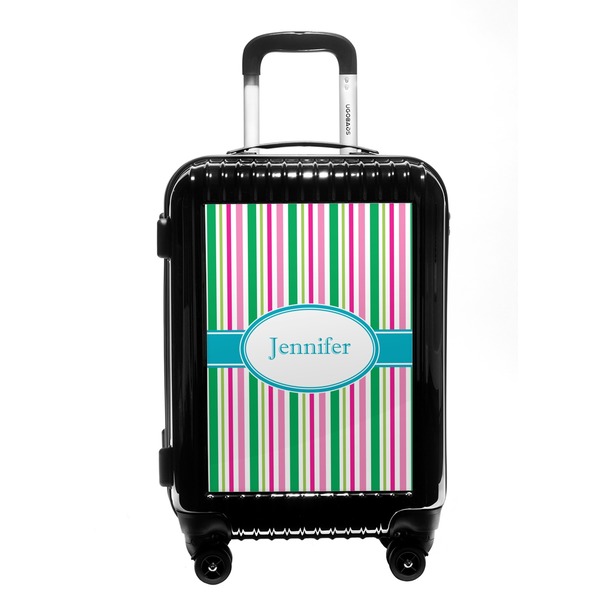 Custom Grosgrain Stripe Carry On Hard Shell Suitcase (Personalized)