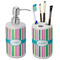 Grosgrain Stripe Ceramic Bathroom Accessories Set (Personalized)