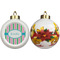 Grosgrain Stripe Ceramic Christmas Ornament - Poinsettias (APPROVAL)